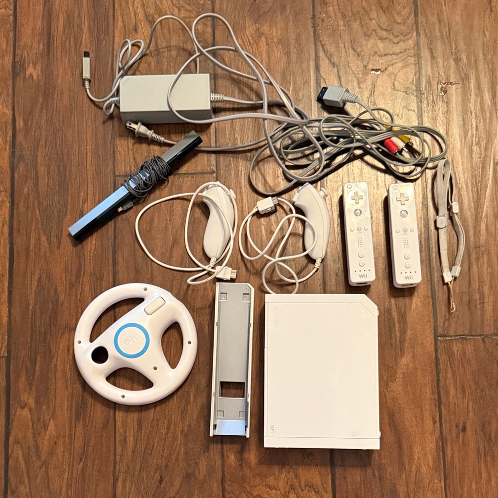 Nintendo Console with White and Gray Accessories